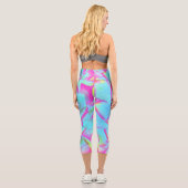 ホットピンクと青の多肉性セダムロゼット カプリレギンス (裏面)