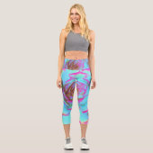 ホットピンクと青の多肉性セダムロゼット カプリレギンス (正面)