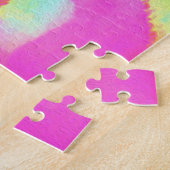 ホットピンクと青の多肉性セダムロゼット ジグソーパズル (側面)