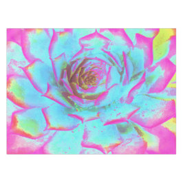 ホットピンクと青の多肉性セダムロゼット テーブルクロス