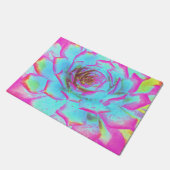 ホットピンクと青の多肉性セダムロゼット ドアマット (アングル)