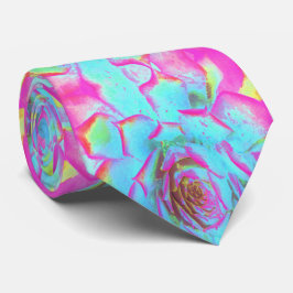 ホットピンクと青の多肉性セダムロゼット ネクタイ