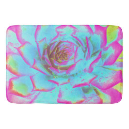 ホットピンクと青の多肉性セダムロゼット バスマット