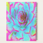 ホットピンクと青の多肉性セダムロゼット プランナー手帳 (裏面)