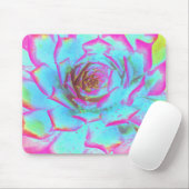 ホットピンクと青の多肉性セダムロゼット マウスパッド (マウス)