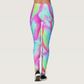 ホットピンクと青の多肉性セダムロゼット レギンス (裏面)