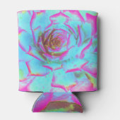 ホットピンクと青の多肉性セダムロゼット 缶クーラー (裏面)