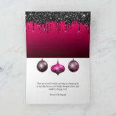 ホットピンクと黒のクリスマスボードブルオーナメント シーズンカード (内部)