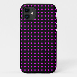 ホットピンクと黒のドット模様 iPhone 11 ケース