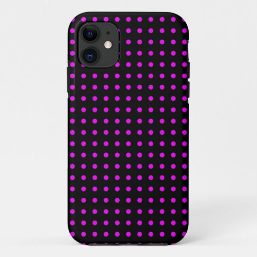 ホットピンクと黒のドット模様 Case-Mate iPhoneケース (裏面)