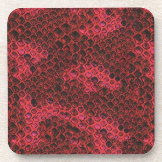 ホットピンクと黒のヘビの皮 コースター (正面)