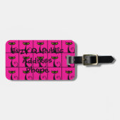 ホットピンクと黒の子猫コラージュ ラゲッジタグ (正面横)