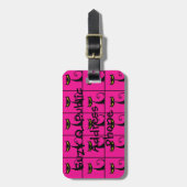 ホットピンクと黒の子猫コラージュ ラゲッジタグ (正面縦)