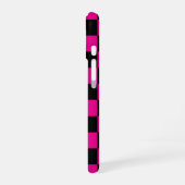 ホットピンクと黒の市松模様プリント iPhone 16ケース (左側面)