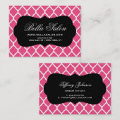 ホットピンクと黒モロッコモダン格子 名刺 (正面/裏面)