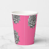 ホットピンクに多肉質の水色グレー 紙コップ (右)