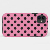 ホットピンクに大きな黒の水玉 Case-Mate iPhoneケース (裏面(横))