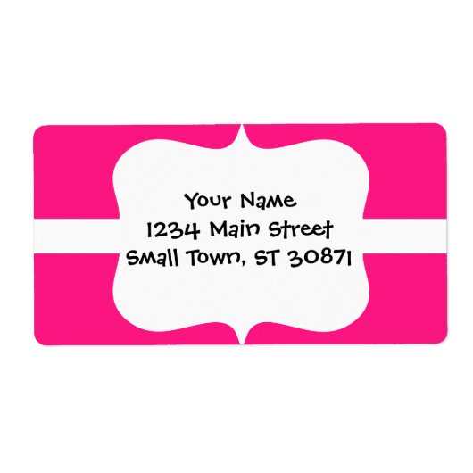 ホットピンクに白丸の可愛い白ハート ラベル (正面)