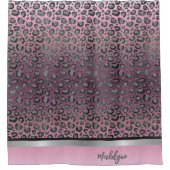 ホットピンクに輝くヒョウのプリント シャワーカーテン (正面)