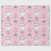 ホットピンクのお父さんクリスマスボウ ラッピングペーパー (フラット)