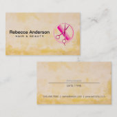 ホットピンクのはさみコームのロゴ | 美容師アプト 予約カード (正面/裏面)