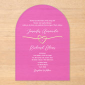ホットピンクのアクリル結婚式招待状 アクリル招待状 (正面)