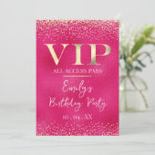 ホットピンクのイベントやパーティー用のゴールドVIP 招待状 (スタンド正面)