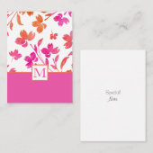 ホットピンクのオレンジ色の水色の花茎 ノートカード (正面/裏面)