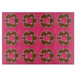 ホットピンクのカッティングボードにチョコレートドーナツ カッティングボード