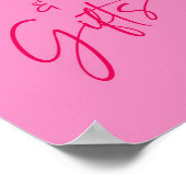 ホットピンクのカードとギフトパーティーのサイン ポスター (角)