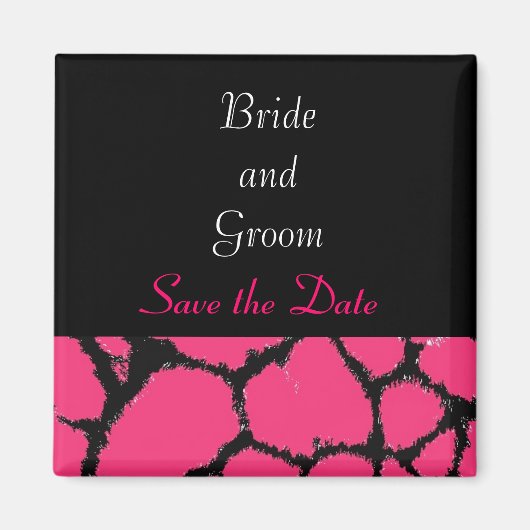 ホットピンクのキリン Save the Date マグネット (正面)
