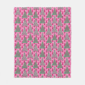 ホットピンクのクリスマスツリー フリースブランケット (正面)