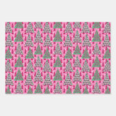 ホットピンクのクリスマスツリー ラッピングペーパーシート (正面3)