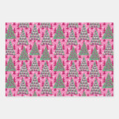 ホットピンクのクリスマスツリー ラッピングペーパーシート (正面2)