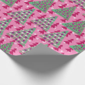 ホットピンクのクリスマスツリー ラッピングペーパー (角)
