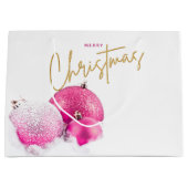 ホットピンクのクリスマスバウブルとラン ラージペーパーバッグ (正面)