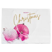 ホットピンクのクリスマスバウブルとラン ラージペーパーバッグ (裏面)