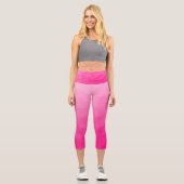 ホットピンクのグラデーションジオメトリメッシュパターン カプリレギンス (正面)