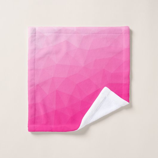ホットピンクのグラデーションジオメトリメッシュパターン バスタオルセット (ウォッシュタオル)