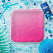 ホットピンクのグラデーションジオメトリメッシュパターン ペーパープレート (パーティー)