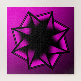 ホットピンクのグラデーションスターボウ ジグソーパズル