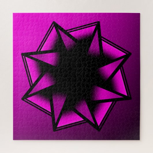 ホットピンクのグラデーションスターボウ ジグソーパズル (縦)