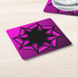 ホットピンクのグラデーションスターボウ スクエアペーパーコースター