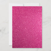 ホットピンクのグリッタークラウン ミス・キンセ・キンセアネラ 招待状 (裏面)