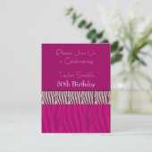 ホットピンクのシマウマ柄のバースデー招待状 招待状 (スタンド正面)