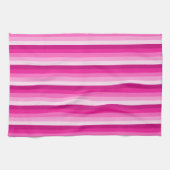 ホットピンクのシャドウストライプ キッチンタオル (横)