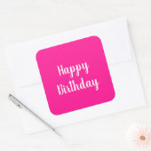 ホットピンクのシンプルな誕生日おめでとう スクエアシール (封筒)
