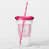 ホットピンクのスカーフを巻いたかわいい子犬の写真 アクリルタンブラー (裏面)