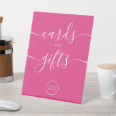 ホットピンクのスクリプトカードとギフト結婚のロゴ 台座サイン (インサイチュ)