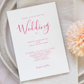 ホットピンクのスクリプトフォント結婚の 招待状